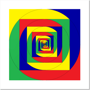 rainbow colored spiral, plus green Posters and Art